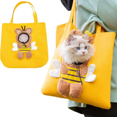 yellow bee cartoon style cat carrier bag