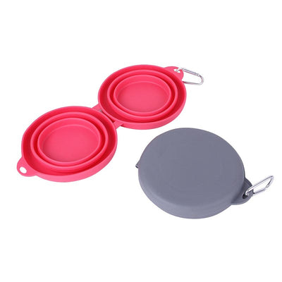 pink silicone portable dog bowl