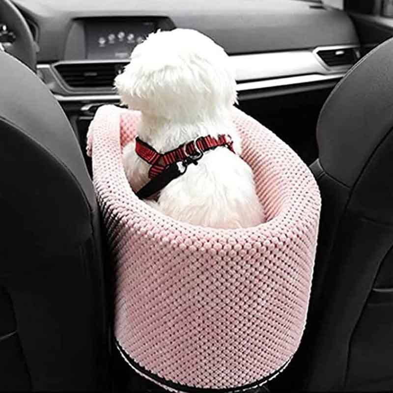 pink dog seat for console