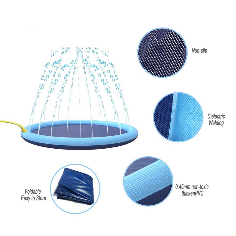 material description of a splash pad for dogs