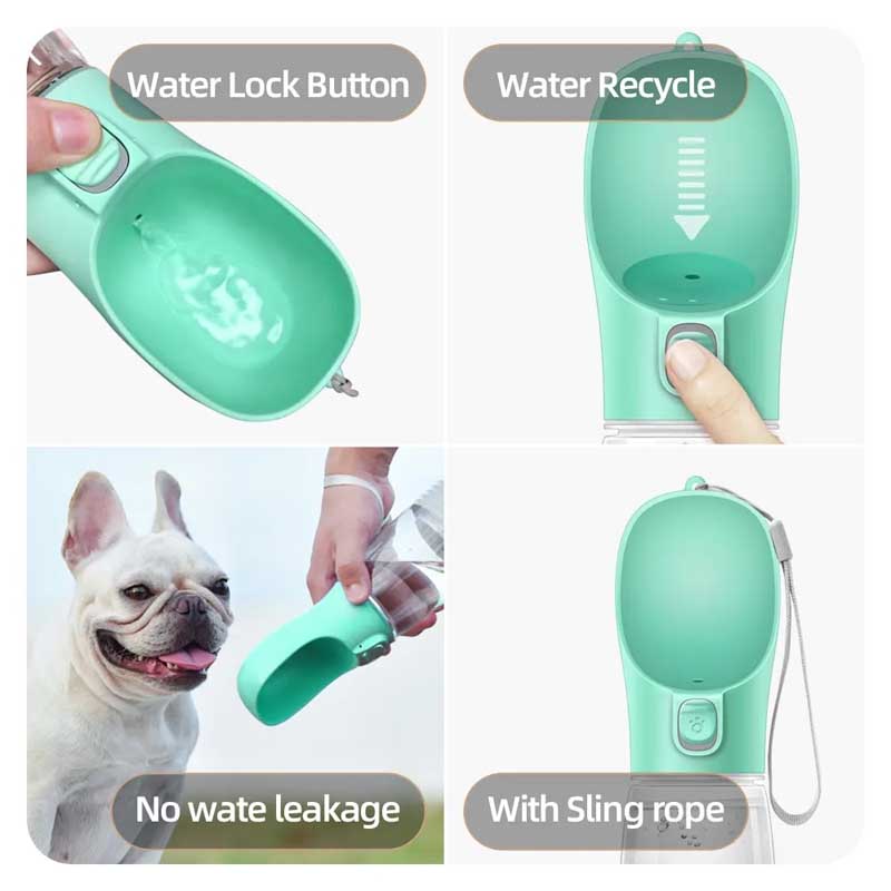 2-in-1 water bottle for dogs with button