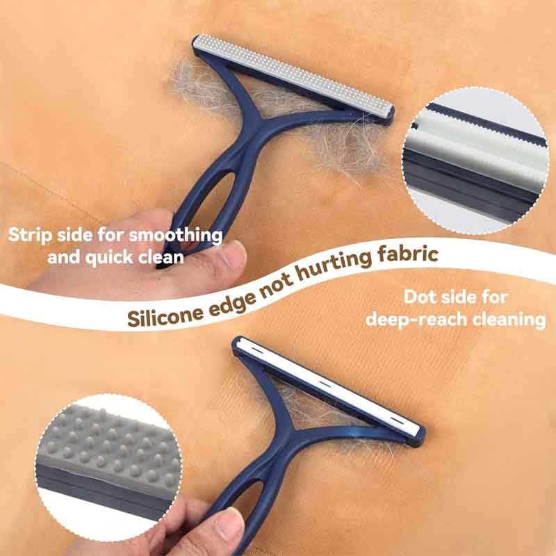 safe pet hair remover tool on sofa