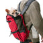 man carrying french bulldog in grey backpack for dogs