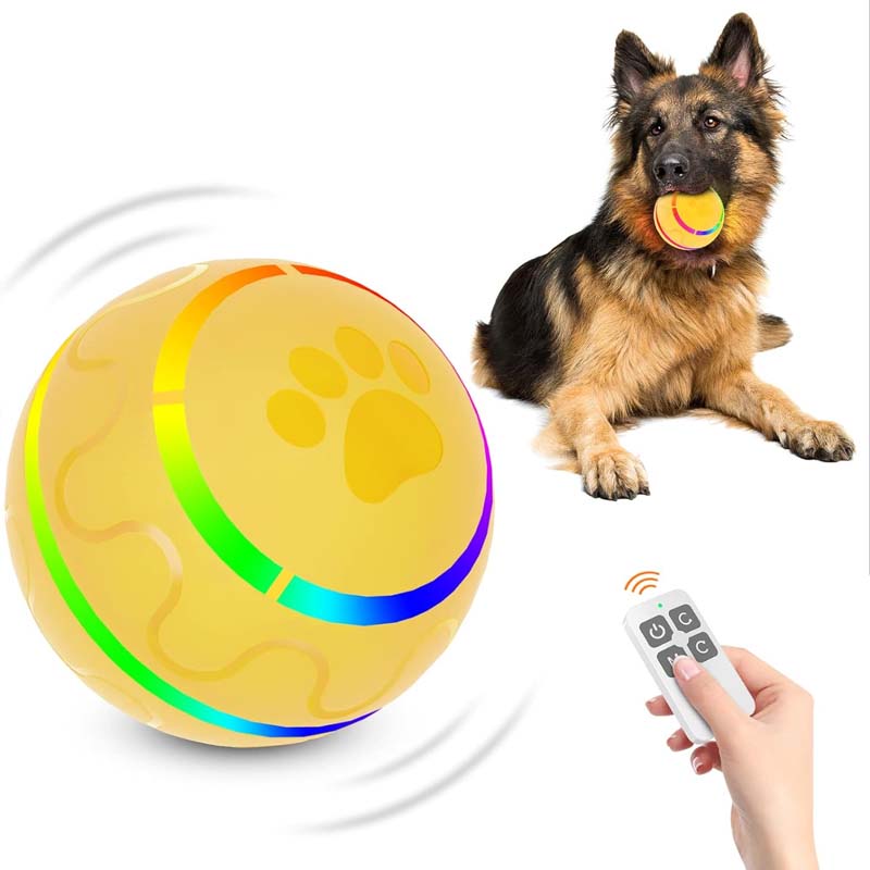 yellow dog toy ball with german shepherd